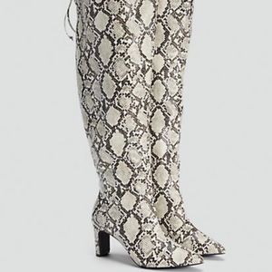 Thigh high snakeskin boots. BRAND NEW